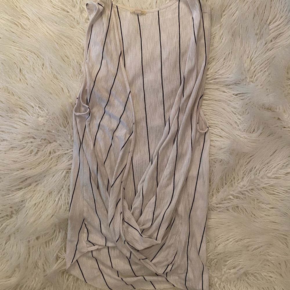 Cross front open striped shirt